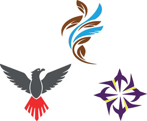 Fototapeta premium Eagle, Floral, & Compass Logos