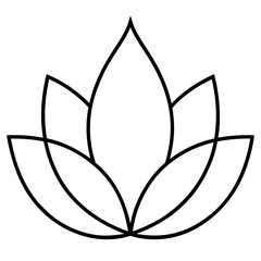 Lotus flower outline vector, a modern lotus flower icon art design, black vector of a lotus flower, simple lotus flower art, a lotus flower isolated