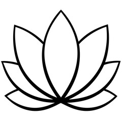 Lotus flower outline vector, a modern lotus flower icon art design, black vector of a lotus flower, simple lotus flower art, a lotus flower isolated
