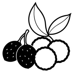 Lychee outline vector, a modern lychee icon art design, black vector of a lychee, simple lychee art, a lychee isolated
