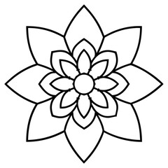 Fototapeta premium Floral mandala outline vector, a modern mandala icon art design, black vector of a floral mandala, simple floral mandala art, a mandala isolated