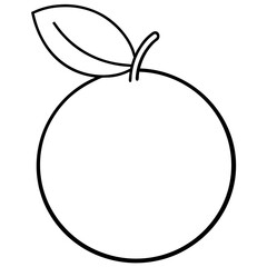 Orange with leaves outline vector, a modern orange icon art design, black vector of an orange, simple orange art, an orange fruit isolated