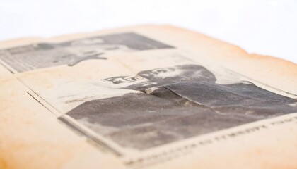 Old newspaper page with faded photos