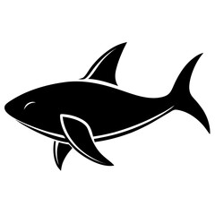 Obraz premium Shark fish vector, a modern shark sea fish icon art design, black vector of a shark outline, simple shark art, a set of shark icons isolated