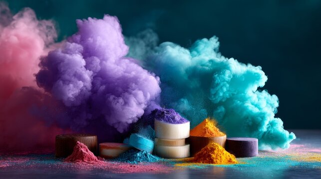 Colorful smoke clouds artistic composition lifestyle decorative inspiration modern photography design concept