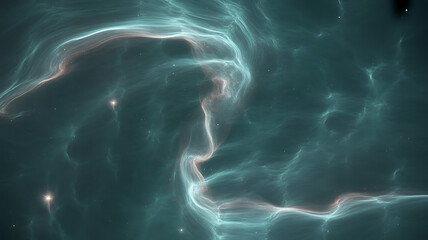 Ethereal swirling nebula resembling a cosmic face or angelic being deep space