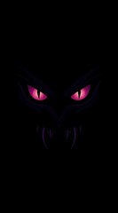 Fototapeta premium Dark background, black background, pink light in the middle of two eyes of an evil demon 