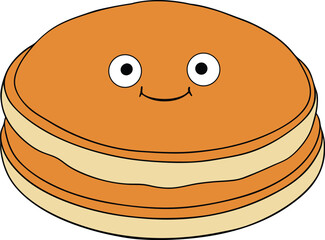 Cute Stacked Pancakes With Smiling Face breakfast food