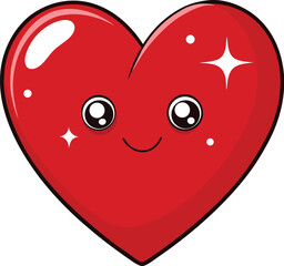 Obraz premium Cute Red Heart Character With Big Eyes And Smile love