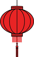 Obraz premium Illustration of a red chinese lantern, a traditional symbol of celebration, culture, festival, decoration, and good fortune in asian countries