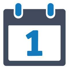 Obraz premium Blue calendar page with number one dark gray
