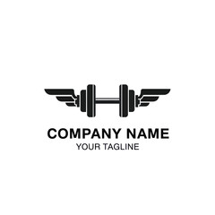 Fitness logo featuring a dumbbell with wings, suitable for a gym or athletic company.