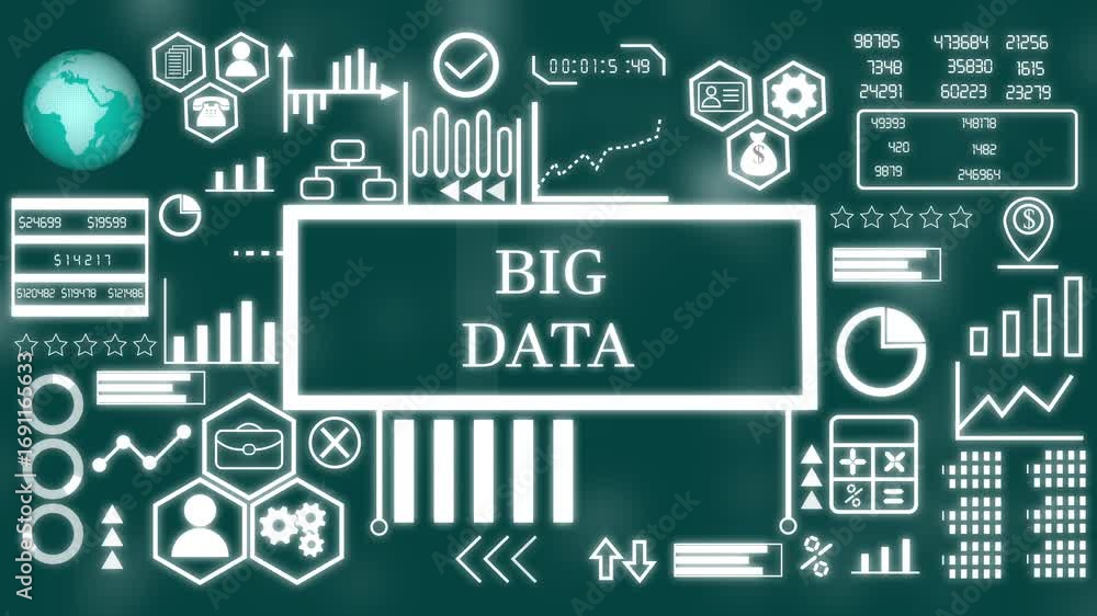 Poster big data business concept. network connections, futuristic technology big data concept. technology, 