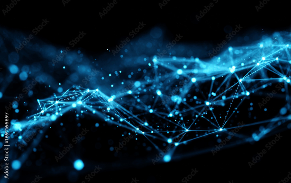Aufkleber abstract digital network structure with connected nodes and lines