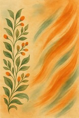 Vibrant floral design with orange accents and soft background textures