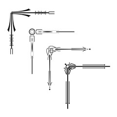 Set Hand Draw Of Corners Different Shapes Flower Decoration Vector Design Doodle Sketch Style For Wedding And Banner