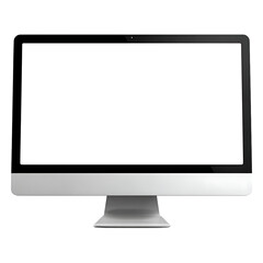 Sleek desktop computer with a wide screen and a minimalist design set against a transparent background ideal for showcasing content