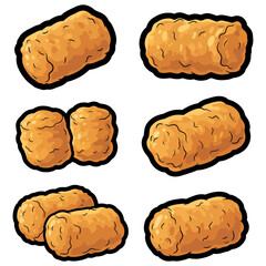 Tater Tot  vector. Tater Tot Vector bundle.  Tater Tot  vector, illustration, lineart bundle 9.eps