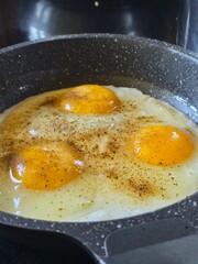 fried egg in a frying pan