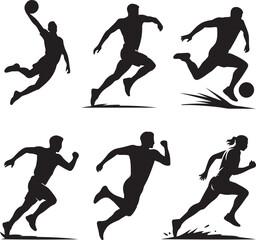 Dynamic Silhouettes of Athletes in Action A Variety of Sports and Movements Captured in Black and White Graphics