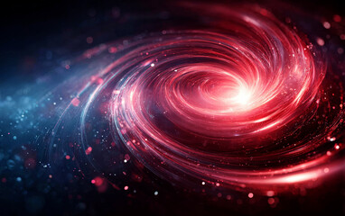 Obraz premium Vibrant swirling cosmic spiral with red and blue light effects