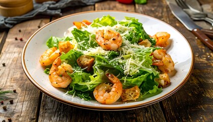 Shrimp Caesar Salad on a Plate