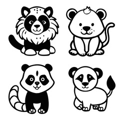 Adorable cartoon animal illustrations perfect for children's books and whimsical designs