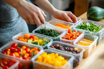 Meal prepping with fresh vibrant produce for balanced nutrition and wellbeing