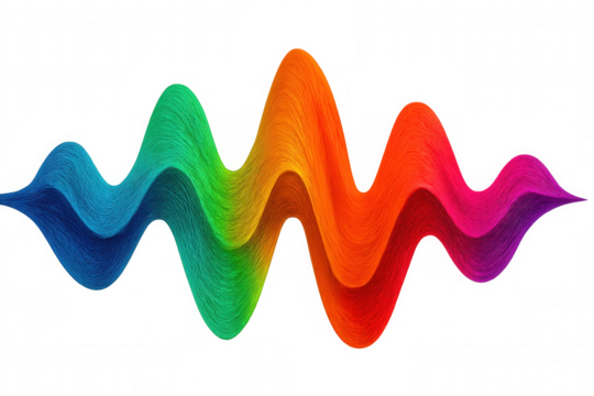 Colorful rainbow wave flowing across transparent surface, displaying spectral gradient dynamics