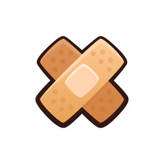 Isolated flat 3d Band-aid icon for game, interface, sticker, app. The sign in a cartoon style for match 3, arcade, rpg. The plaster sprite for craft element in hyper casual mobile game.