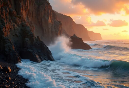 stunning time lapsed erosion rugged coastal cliffs revealing dynamic patterns textures majestic landscape, rock, ocean, shoreline, nature, boulder, terrain