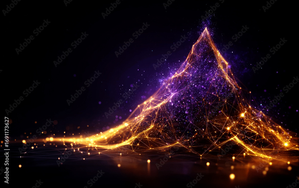 Aufkleber abstract digital network structure with glowing lines and nodes