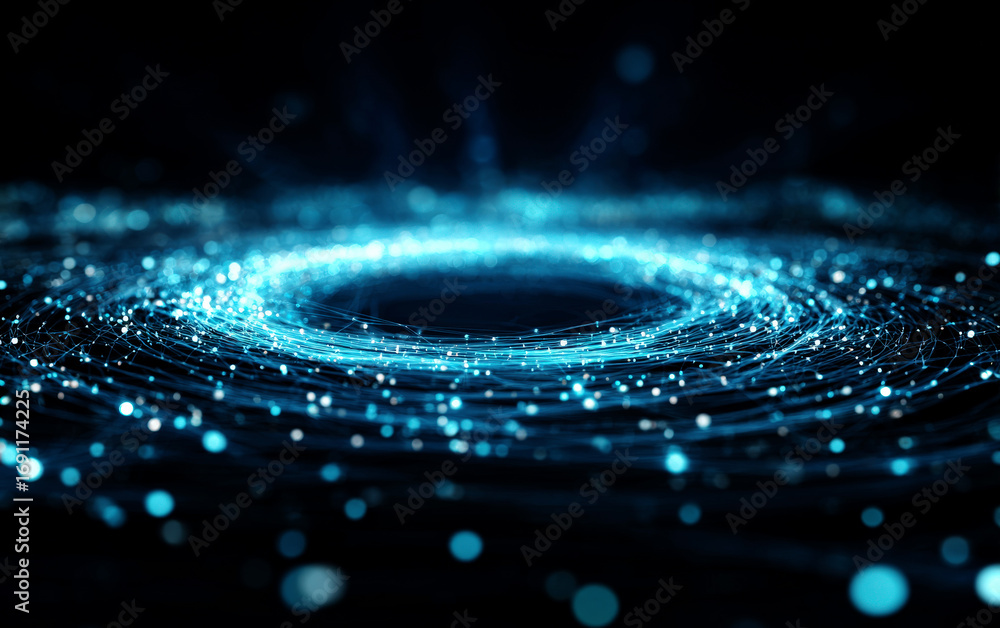 Aufkleber abstract digital circles and connecting lines in technology concept
