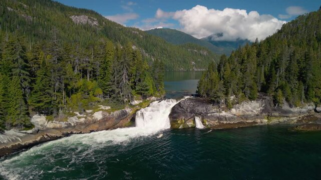 Jesse Falls Protected Area as seen from the Douglas Channel in British Columbia