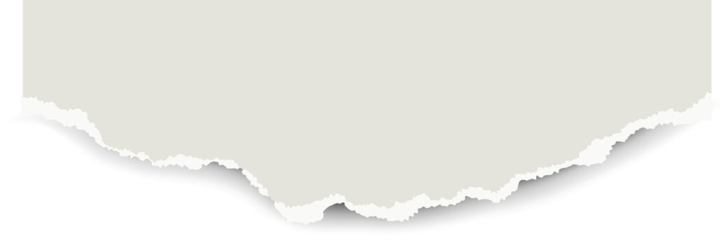 Vintage torn paper stripe. Notebook page cutouts with shadow effect for collage and scrapbooking. Rough gray background design element.