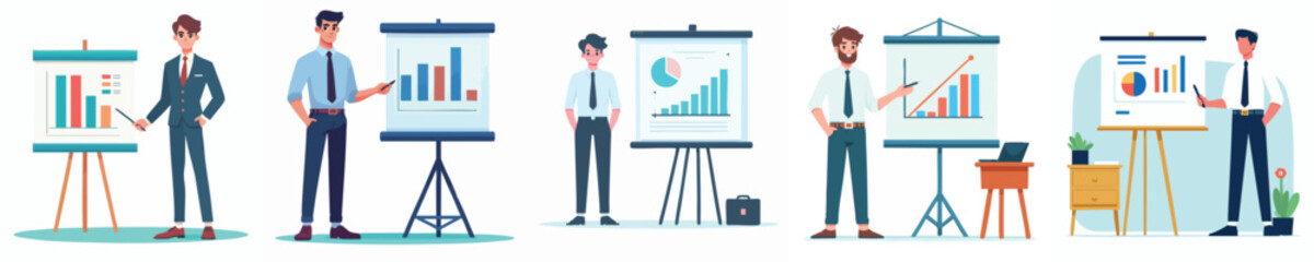 Businessman Presentation with Graphs and Charts – Corporate Data Analysis and Growth Report