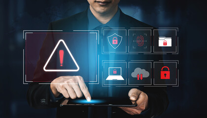 Cybersecurity threat focuses on cybersecurity, threat, and data breach with strong emphasis on...