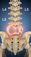 Lumbar Spine Pain, Vertebrae, L4, L5, Lower Back.