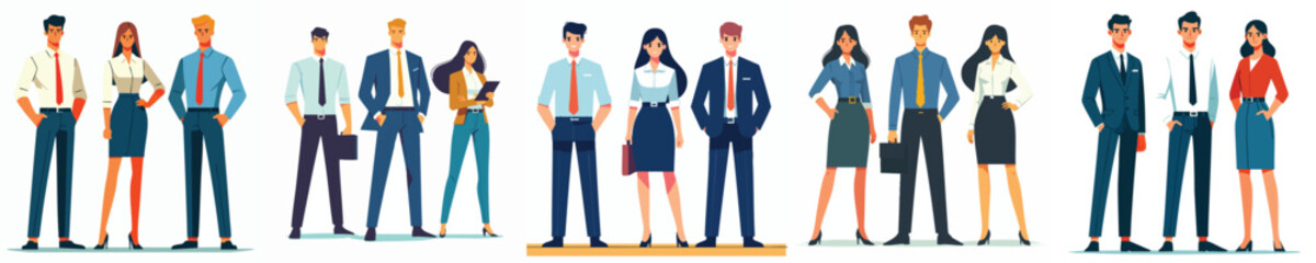 Fototapeta premium Business Team Standing Together – Confident Corporate Office People Illustration