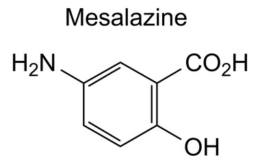 Chemical structure of mesalazine, drug substance