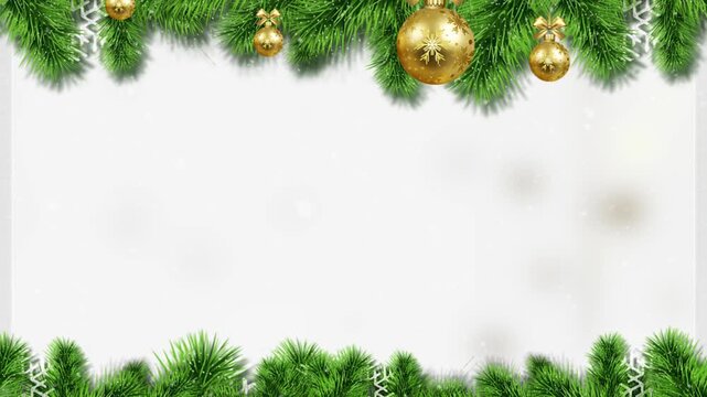 Christmas Background. Festive Fir Branches, Winter and Twinkling Lights.