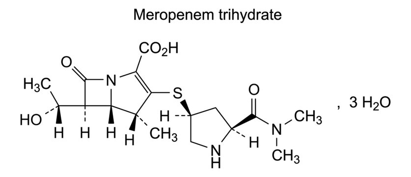 Chemical structure of meropenem trihydrate, drug substance