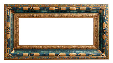 Ornate egyptian style frame with carved hieroglyphics for decor or art display