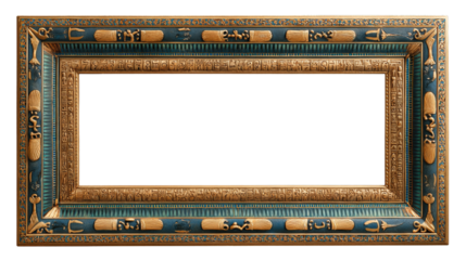 Ornate egyptian style frame with carved hieroglyphics for decor or art display