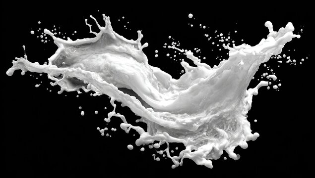 Abstract milk splash on black