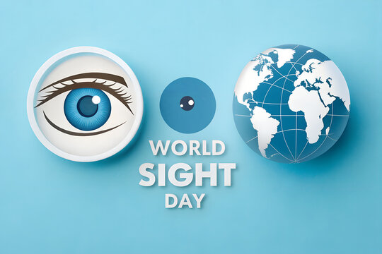 Celebrate World Sight Day with a powerful visual—an eye and globe side by side, symbolizing global attention to vision care, blindness prevention, and eye health. generative ai