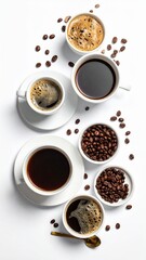 Fototapeta premium Aromatic Coffee Cups and Beans Still Life Photography.