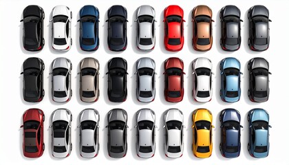 Variety of Car Colors Top View Automotive Selection.