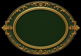 Ornate gold and green circular decorative frame with elaborate scrollwork