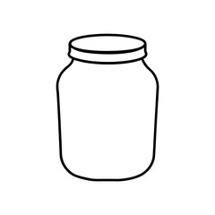 Illustration of a simple glass jar with a lid isolated on a white background line drawing vector image on transparent background